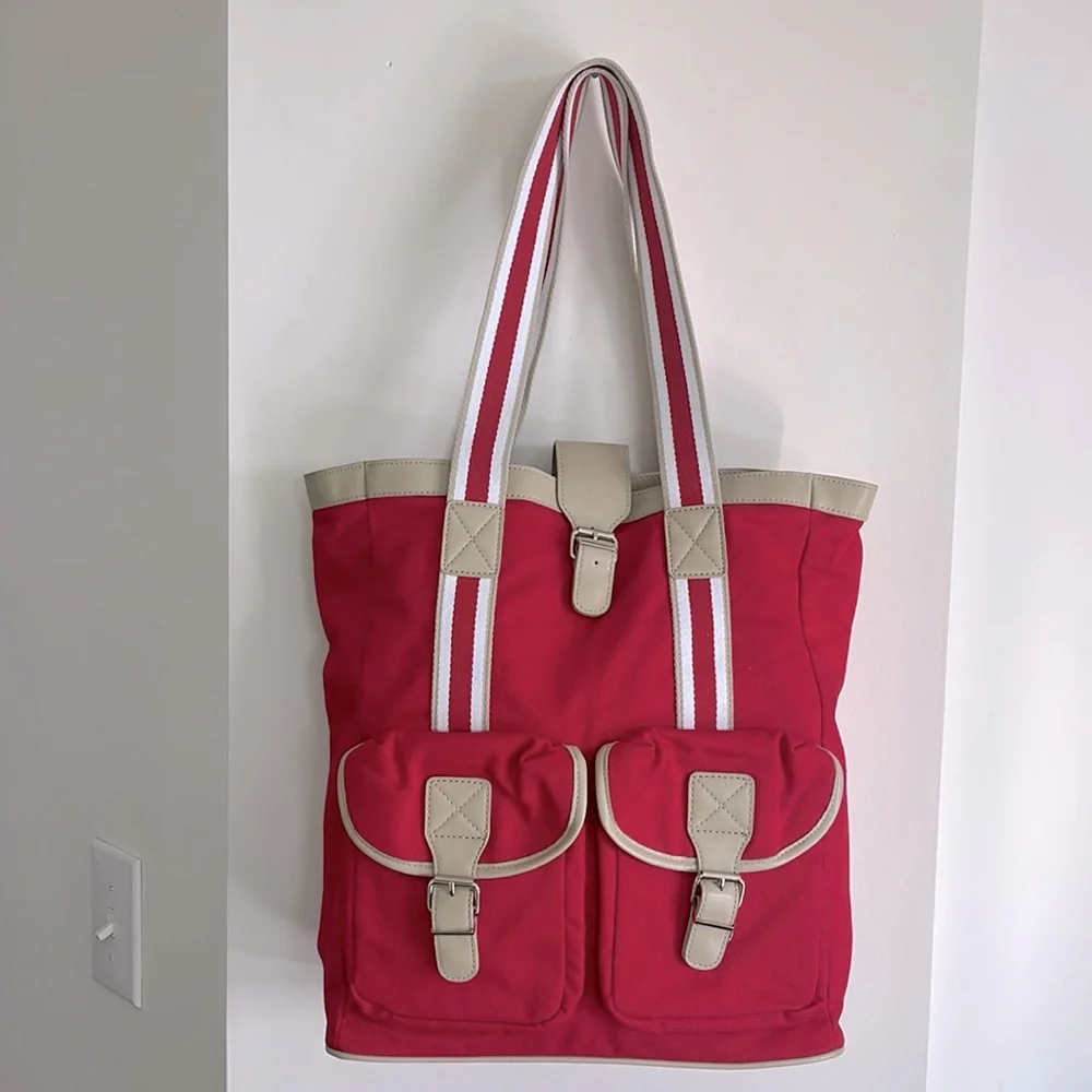 Pottery Barn Kids Davenport Collection Tote Bag in Red Like New Cotton Canvas